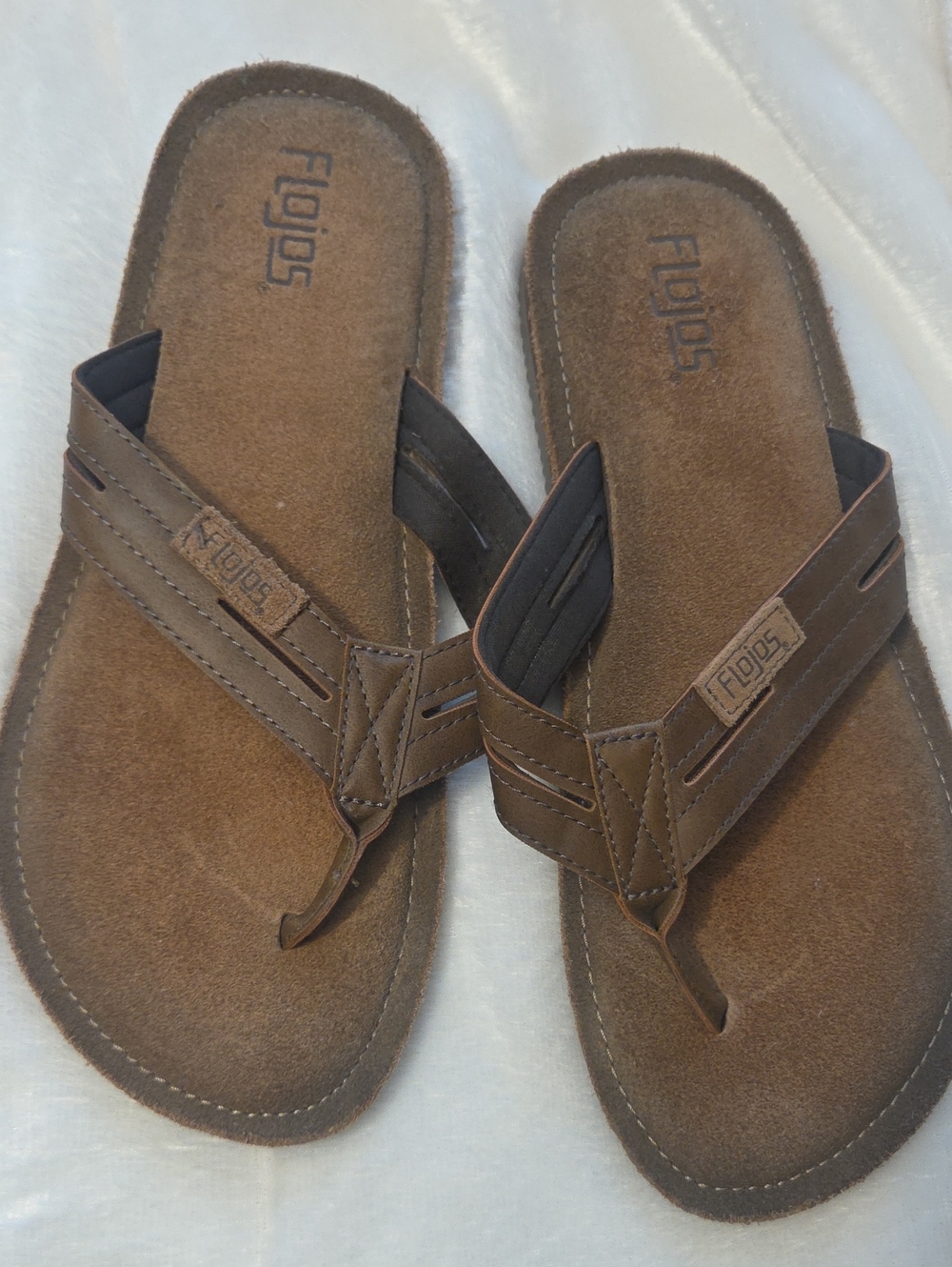 Flojos Men's Brown Suede & Leather Flip-Flops